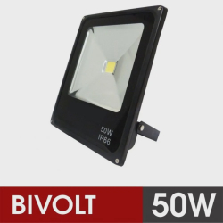 Holofote Refletor Super Led 50W Bivolt Luz Branco Frio Bivolt Menor preço em Holofote Refletor Super Led 50W Bivolt Luz Branco Frio Bivolt