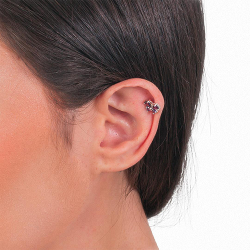 Piercing Helix de Prata Borboleta com Zircônias