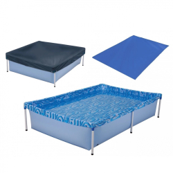 Kit Piscina Retangular 1000 Litros + Capa + Forro Menor preço em Kit Piscina Retangular 1000 Litros + Capa + Forro