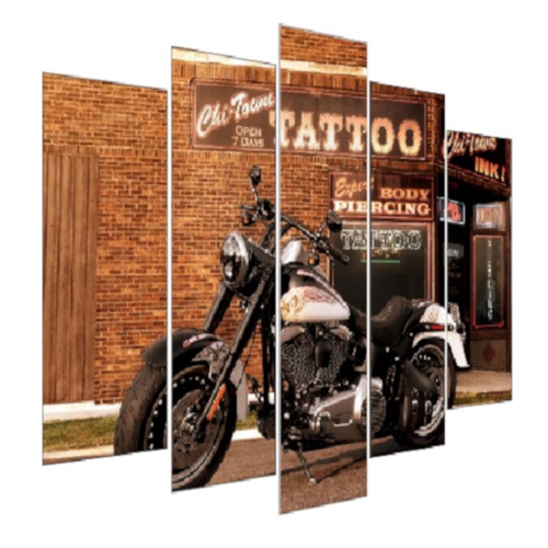 Quadro decorativo desenho moto Harley Davison marrom