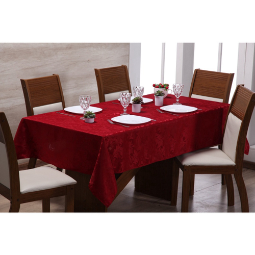 Toalha mesa toile de jouy vermelho com babado xadrez vermelho - kasa 57