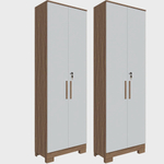 Kit 2 Armário Multiúso 2 Portas com Chave Lavanderia Cozinha Escritório 100% mdf Faura Móveis