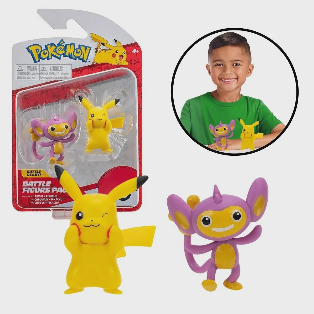 Pokémon Pikachu e Aipom Sunny Brinquedos - 2 Peças