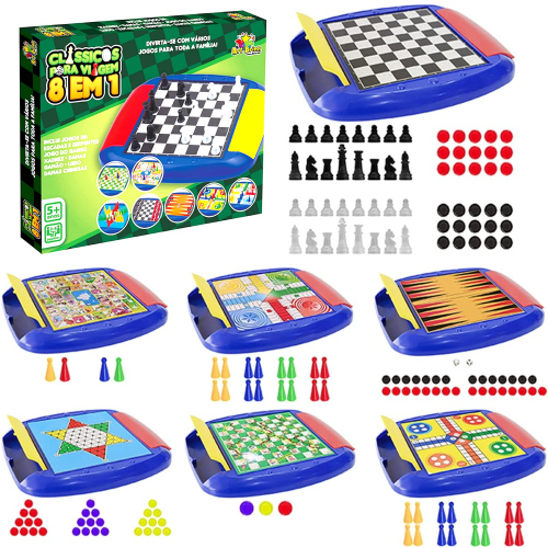 Tabuleiro Jogos 5x1 Dama Jogo Da Velha Ludo Trilha Xadrez