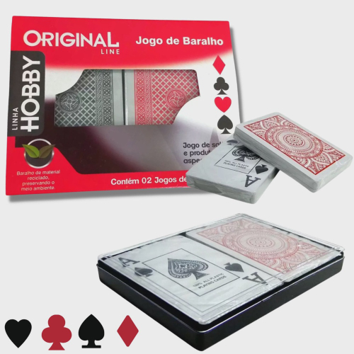 Kit Jogo de Cartas Baralho + 1 Dado Diversão Lazer e Hobby -  Branco+Vermelho