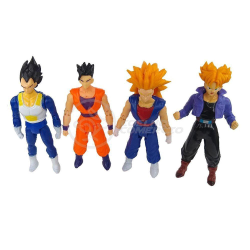 Kit Conjunto 4 Bonecos Sayajins Trunks Dragonball Super 15Cm no Shoptime