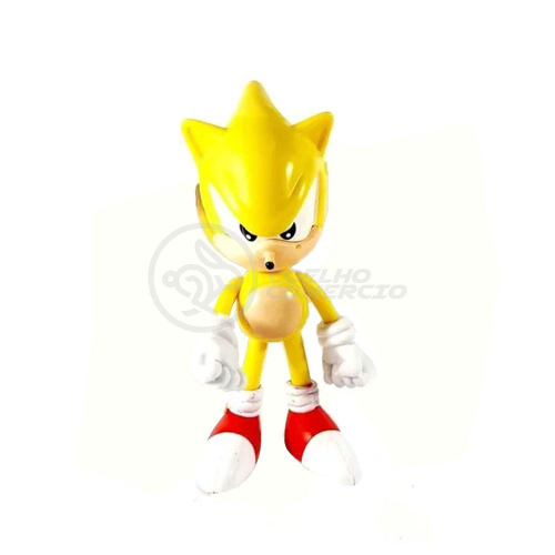 2 Pelúcia Super Sonic Azul e Amarelo Gold Turma Do Sonic Game