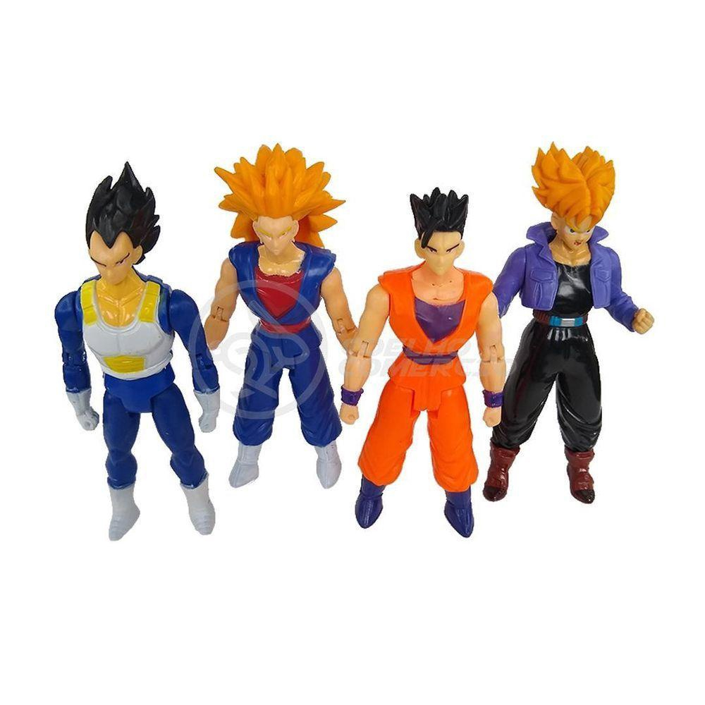 Kit Conjunto 4 Bonecos Sayajins Trunks Dragonball Super 15Cm no Shoptime