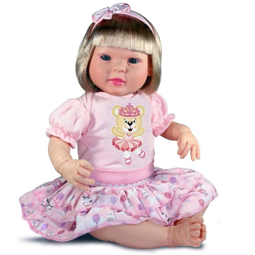 Boneca Bebe Reborn Realista Menina com Roupa Salmão e Itens no Shoptime