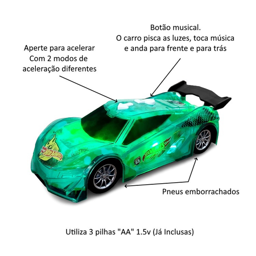 Carrinho De Corrida Hot Wheels Esportivo Touch Sons E Luzes