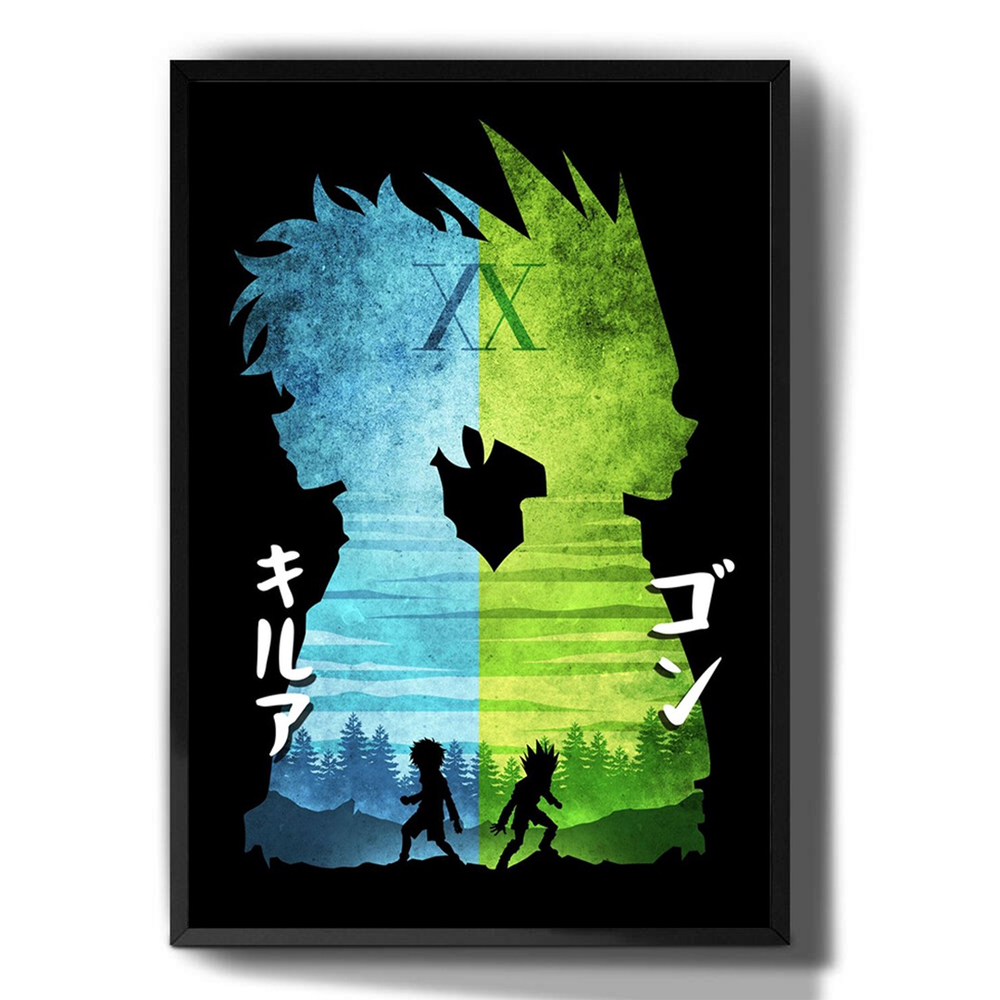 Quadro Hunter X Hunter Anime Gon Killua Pôster C/ Moldura A3