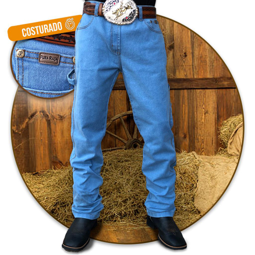 Calça country jeans masculina peão rodeio agro pura raça