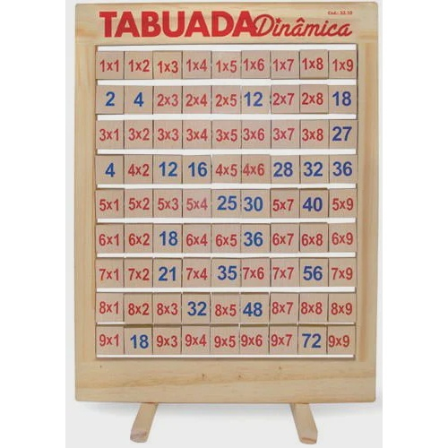 Kit Tabuada Educativa Brinquedo Pedagógico Madeira Escolar