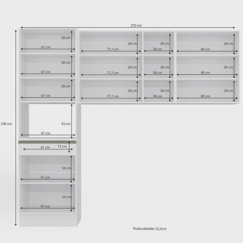 Conjunto de Armários para Cozinha 1,90mT 03pc Linha Maxxi CJ43014