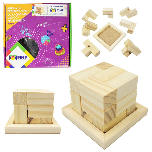 Brinquedo Educativo com 4 Quebra Cabeça Puzzle 3d Madeira - Cubo Store