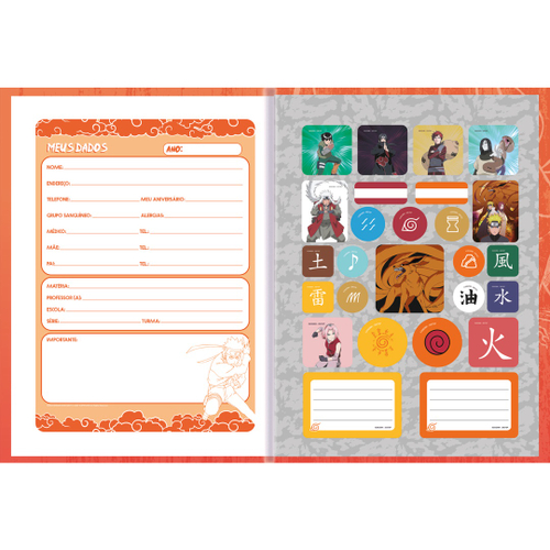 Caderno Brochura Grande Anime NARUTO Shippuden 80 Folhas São