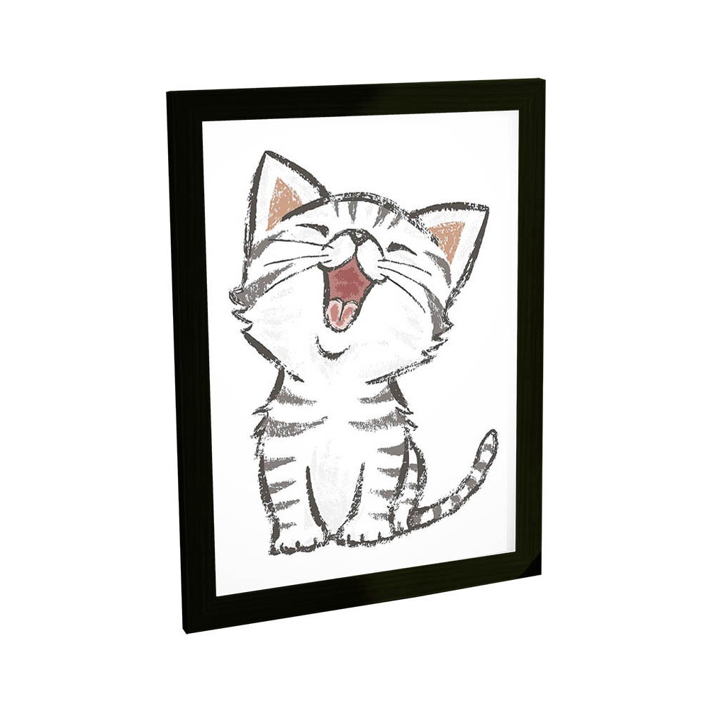 Quadro decorativo Gato Kawaii desenho Fofo Japones para sala quarto no  Shoptime