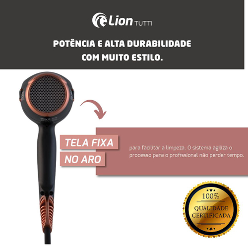 Secador De Cabelo Cabeleireiro E Barbeiro Lion Tutti 2400w Cor Cobre  Voltagem 127v