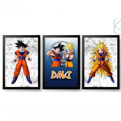 Kit 2x Goku Dragon Ball - Goku Cabelo Preto + Super Sayajin