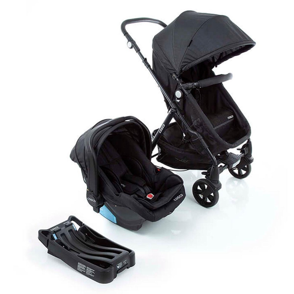 Carrinho Travel System Bebê Conforto Base Cosco Poppy Preto em Promoção