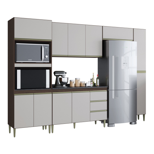 Cozinha Modulada 6 Peças com Tampo Selfie Mel Vanilla/Pérola Off - Luciane