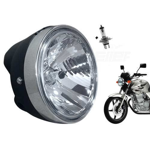 FAROL COMPLETO CBX 200 STRADA ARO CROMADO EMBUS