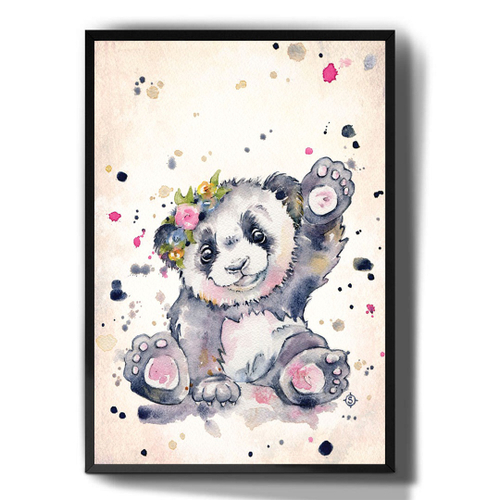 Quadro Decorativo Infantil Panda Fofo Desenho Animais em Promoção