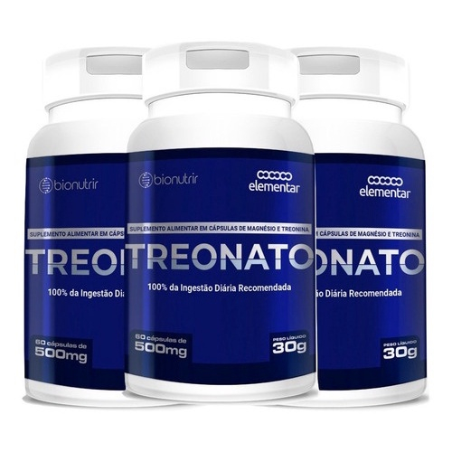 3 Magnesio Treonato Cloreto 180 Cápsulas 500mg Ltreonato - Original ...