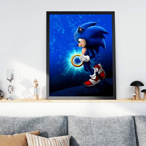 Quadro decorativo emoldurado Gamer Sonic Personagem jogo Antigo para quarto  sala em Promoção na Americanas