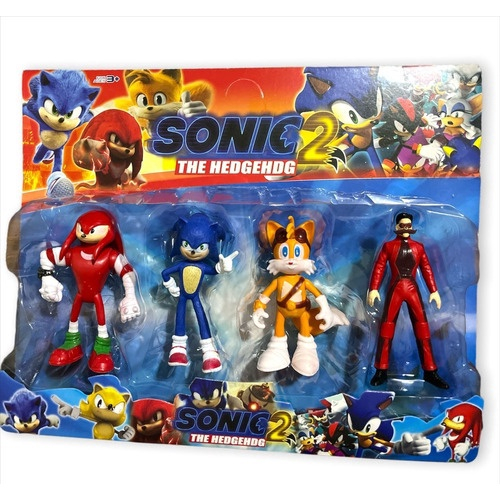 Kit 4 Bonecos Coleção Sonic Amigos Brinquedo Filme Infantil