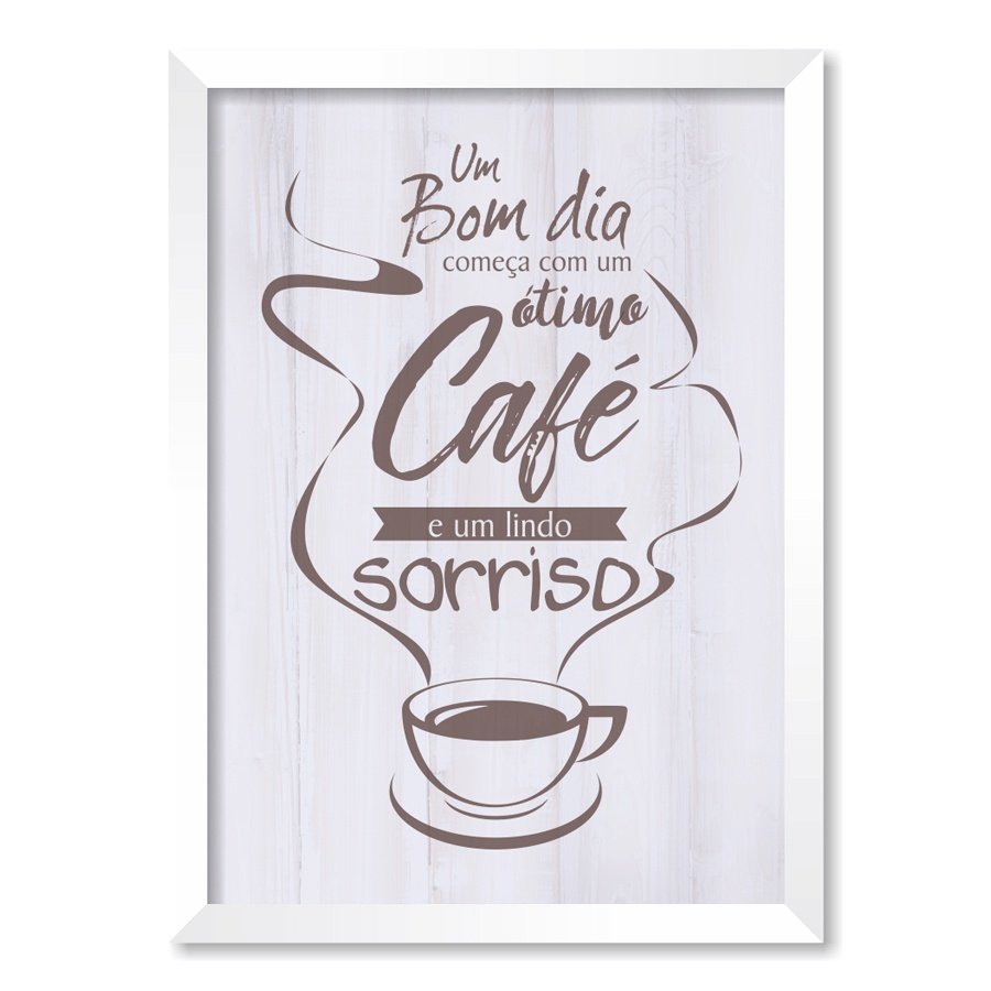 Quadro Um Bom Dia - Tamanho A4 - Moldura Branca Com Acrílico em Promoção na Americanas Quadro Um Bom Dia - Tamanho A4 - Moldura Branca Com Acrílico em Promoção na Americanas