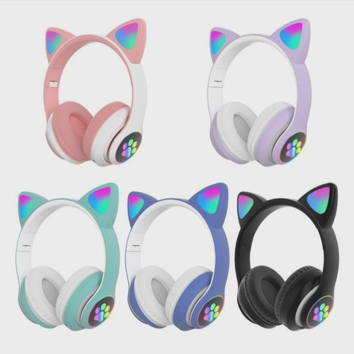 Headphone Headset Gatinho Orelha De Gato Com Led Fone De Ouvido