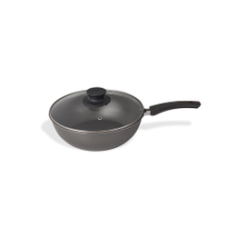 Frigideira Antiaderente 5 Camadas Wok com Tampa de Vidro 24 cm Menor preço em Frigideira Antiaderente 5 Camadas Wok com Tampa de Vidro 24 cm