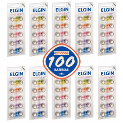 10 Cartela Bateria Lr44 Ag13 Lr1154 Elgin Alcalina (C/10x10) Menor preço em 10 Cartela Bateria Lr44 Ag13 Lr1154 Elgin Alcalina (C/10x10)