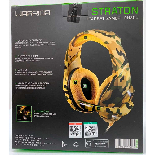 Warrior straton headset gamer army USB 2.0 LED PH305 na Americanas