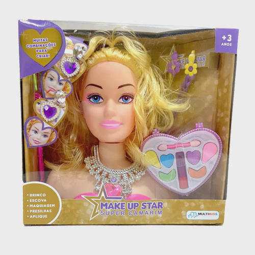 Boneca Make Up Star Loira Camarim P/ Pentear Maquiar Br1503