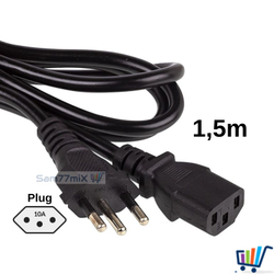 Menor preço em Cabo De Força Energia Tripolar p/ Fonte Pc Monitor Padrão Br