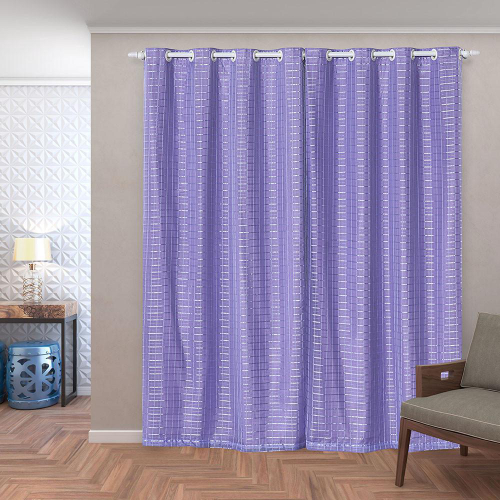 Cortina Blackout PVC com Tecido Voil Xadrez 2,80 m x 2,30 m