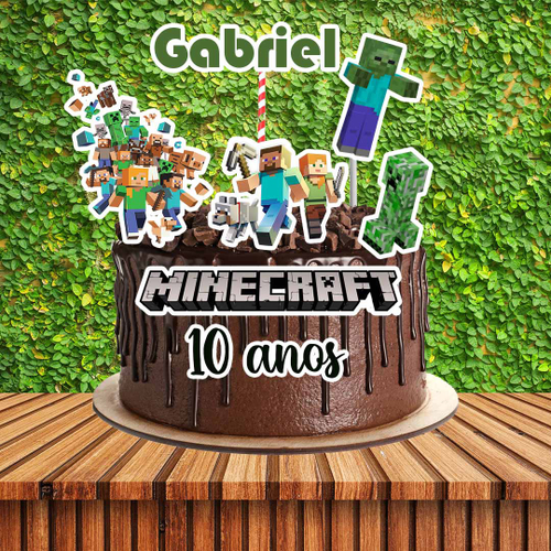 Topo de bolo personalizado Minecraft - Loja de Balões, Artigos