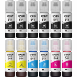 Refil de tintas epson 544 - combo ECONôMICO 12 unidades Menor preço em Refil de tintas epson 544 - combo ECONôMICO 12 unidades
