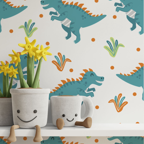 Papel de Parede Dinossauro Dino Baby Desenho Azul Verde Quarto Infantil  Menino Bebê Criança Adesivo Lavável Vinílico em Promoção na Americanas