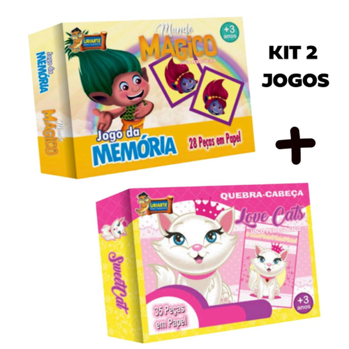 Jogo da Memória 40 Pç+Puzzle 60 pç - Unicórnios - Algazarra