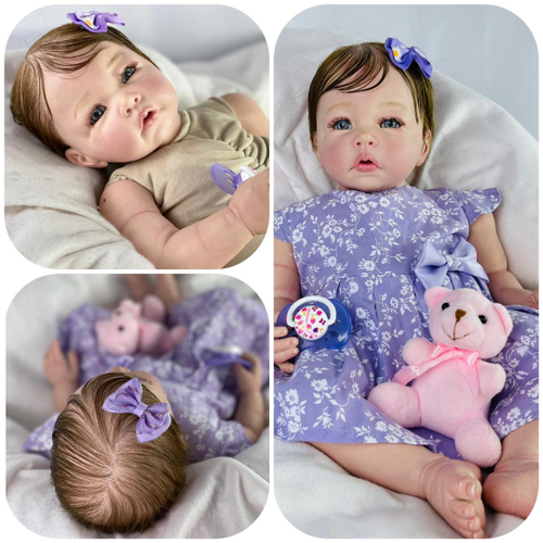 Boneca bebe reborn recem nascida menina com vários itens,boneca bebe reborn  silicone realista bonecas fofas e realistas feitas à mão 3D realista alta