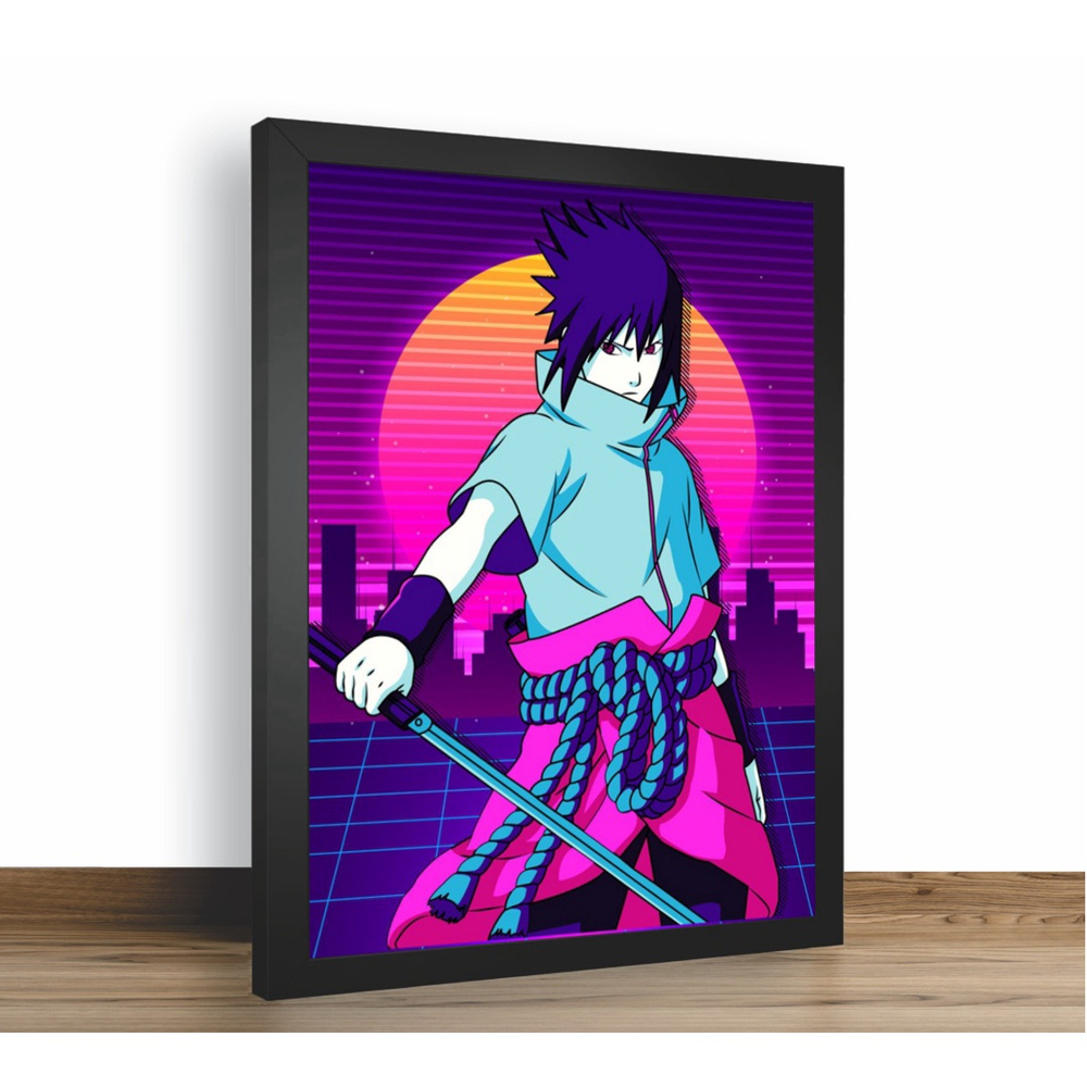 Quadro decorativo emoldurado sasuke taka naruto classico retroPara sala  quarto em Promoção na Americanas