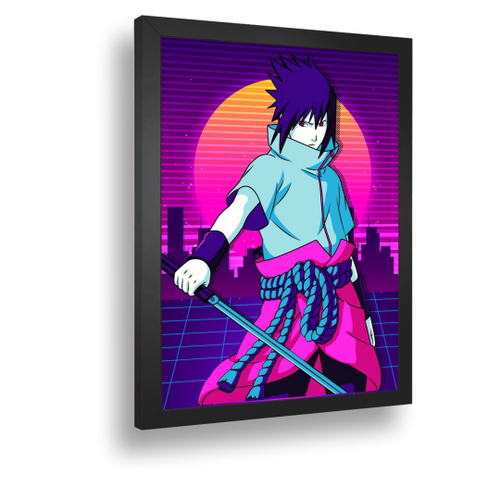 Quadro decorativo emoldurado sasuke taka naruto classico retroPara