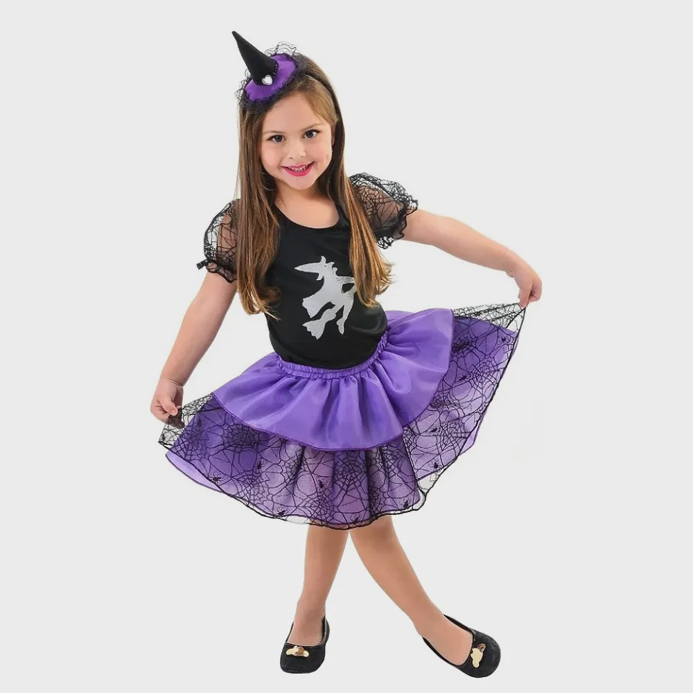 Fantasia Infantil Halloween Esqueleta com Tiara - ENGENHA KIDS