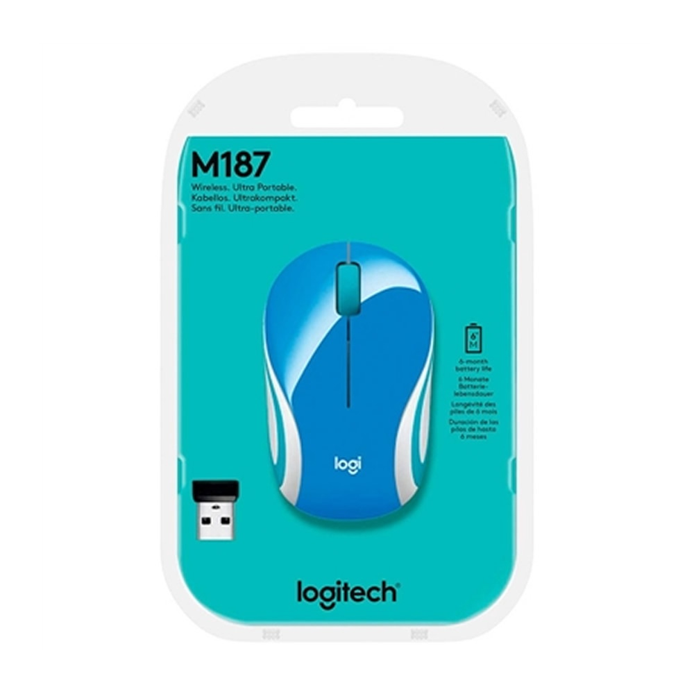 Mouse Sem Fio Logitech M187 Ultra Portátil Azul 1000 Dpi no Shoptime