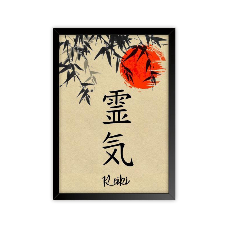 Quadro Decor Simbolo Reiki Bambu Japão 33X24 Cor Preta Vidro no Shoptime