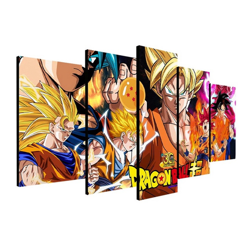 Quadro Decorativo Dragon Ball Z Goku Super Sayajin 5 Peças M15