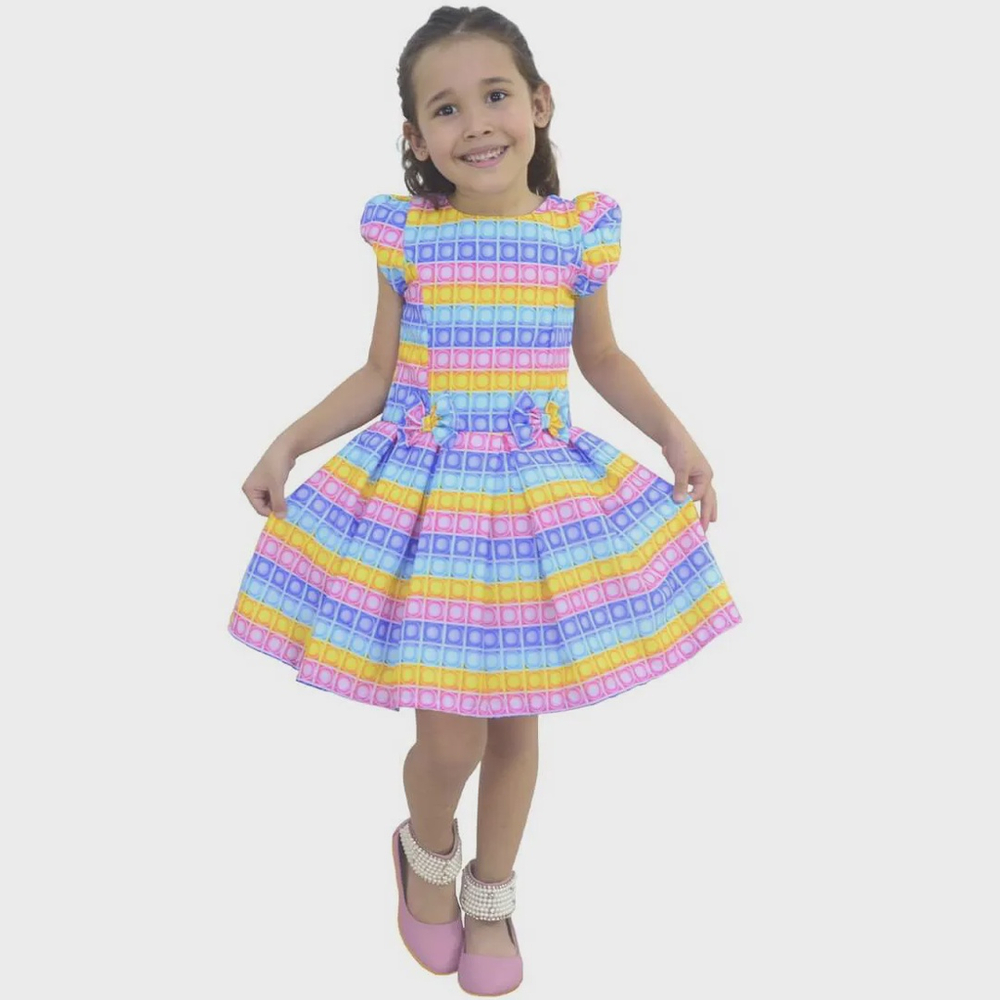 Vestido Doces e Pirulitos Casual - Meninas 6 Meses a 10 Anos